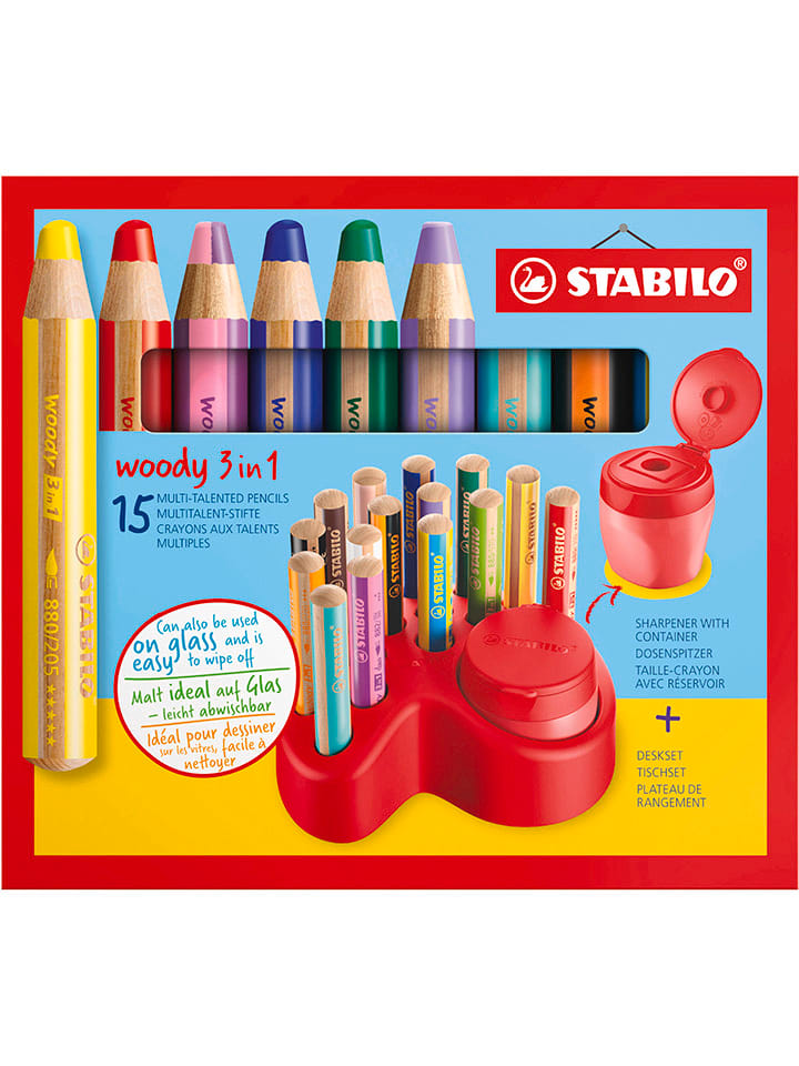 STABILO Kredki (15 szt.) "Woody 3in1" z akcesoriami rozmiar: onesize