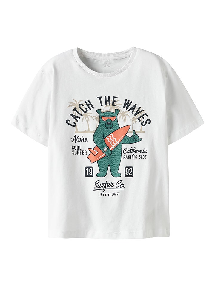 name it Koszulka "Josh" w kolorze biało-zielonym rozmiar: 134/140