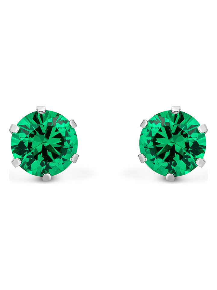Diamant Exquis Złote kolczyki-wkrętki ze szmaragdami rozmiar: onesize