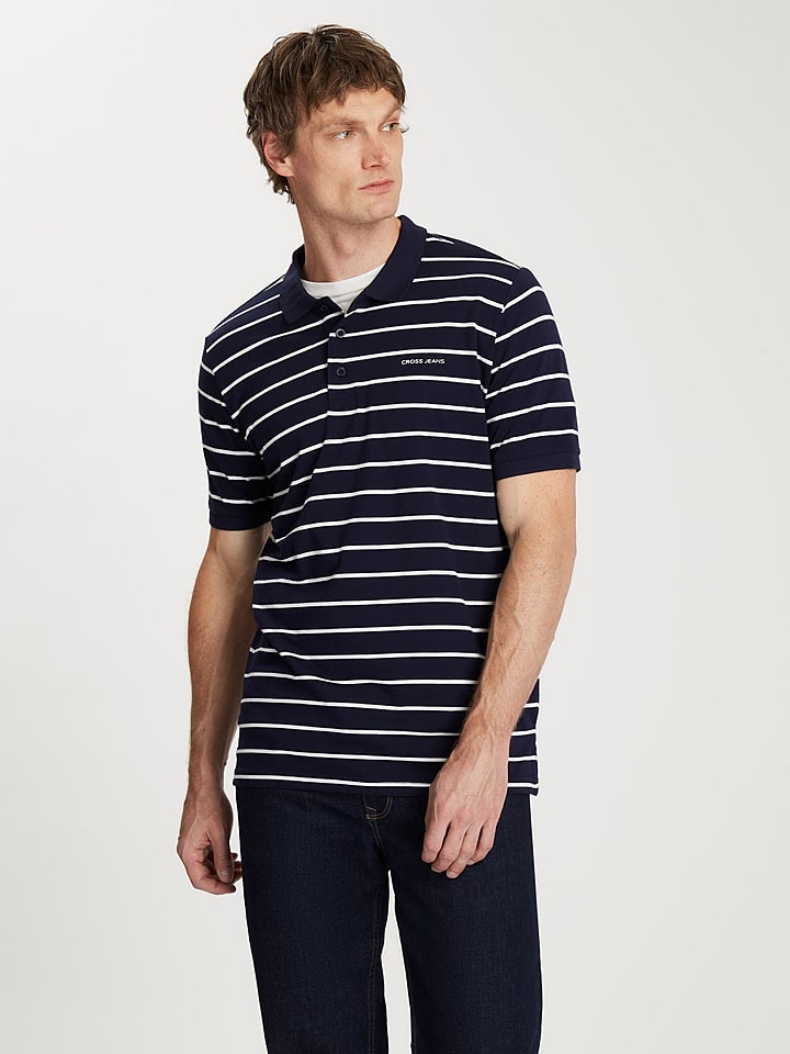 Cross Jeans Koszulka polo w kolorze granatowym rozmiar: L