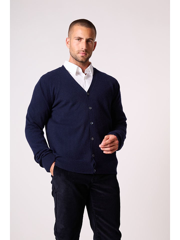 Perfect Cashmere Kaszmirowy kardigan "Errol" w kolorze granatowym rozmiar: L
