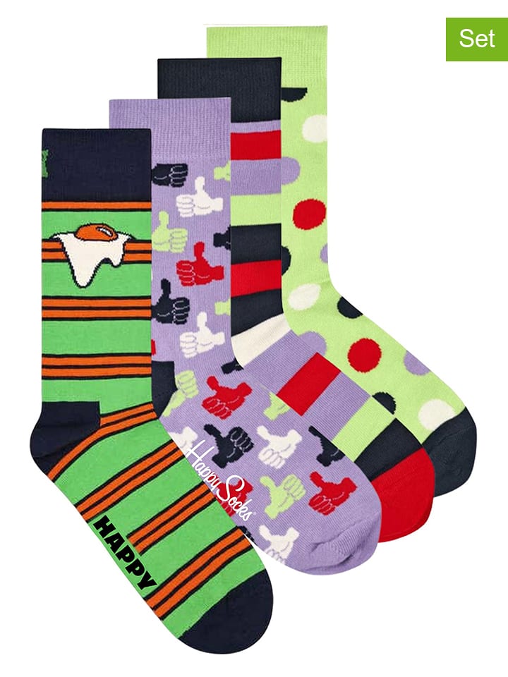 Happy Socks Skarpety (4 pary) w kolorze fioletowo-zielonym rozmiar: 41-46