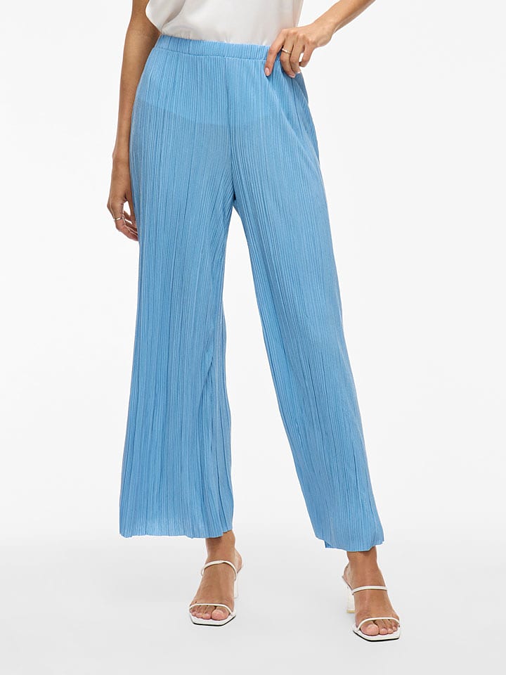 Vila Spodnie "Plisa" w kolorze błękitnym rozmiar: L