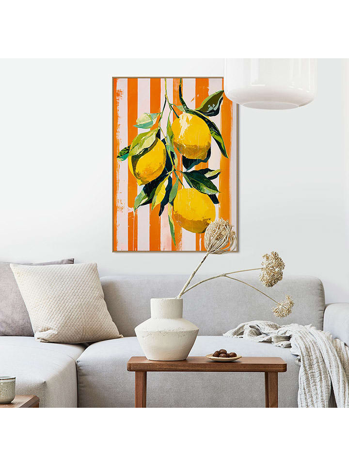 Orangewallz Druk artystyczny "Lemons" w ramce rozmiar: 50x70 cm