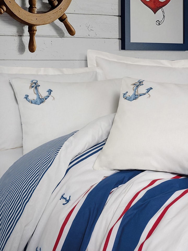 Elizabed Komplet pościeli renforcé "Brine" w kolorze kremowo-granatowym rozmiar: 135x200 cm