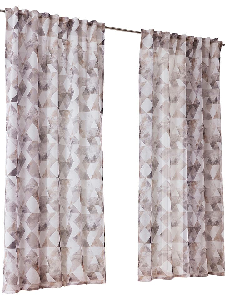 heine home Firanka dekoracyjna w kolorze biało-beżowo-brązowym rozmiar: 245x135 cm