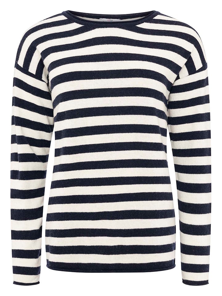 Zwillingsherz Sweter "Stripes" w kolorze granatowo-kremowym rozmiar: L