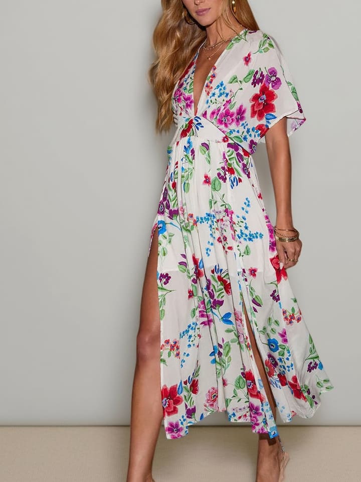 Milan Kiss Sukienka w kolorze białym ze wzorem rozmiar: L