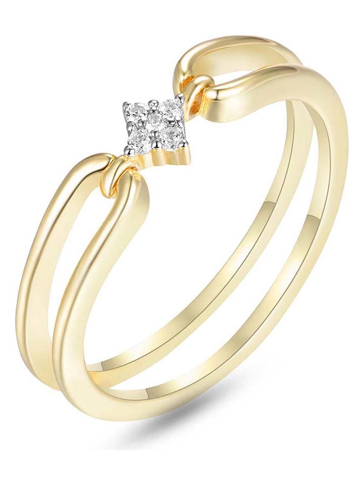 DI GIORGIO Pozłacany pierścionek z cyrkoniami rozmiar: 58