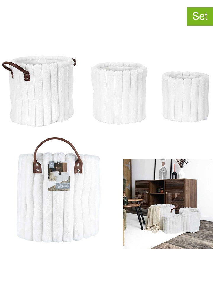 THE HOME DECO FACTORY Kosze (3 szt.) w kolorze brązowo-białym rozmiar: onesize