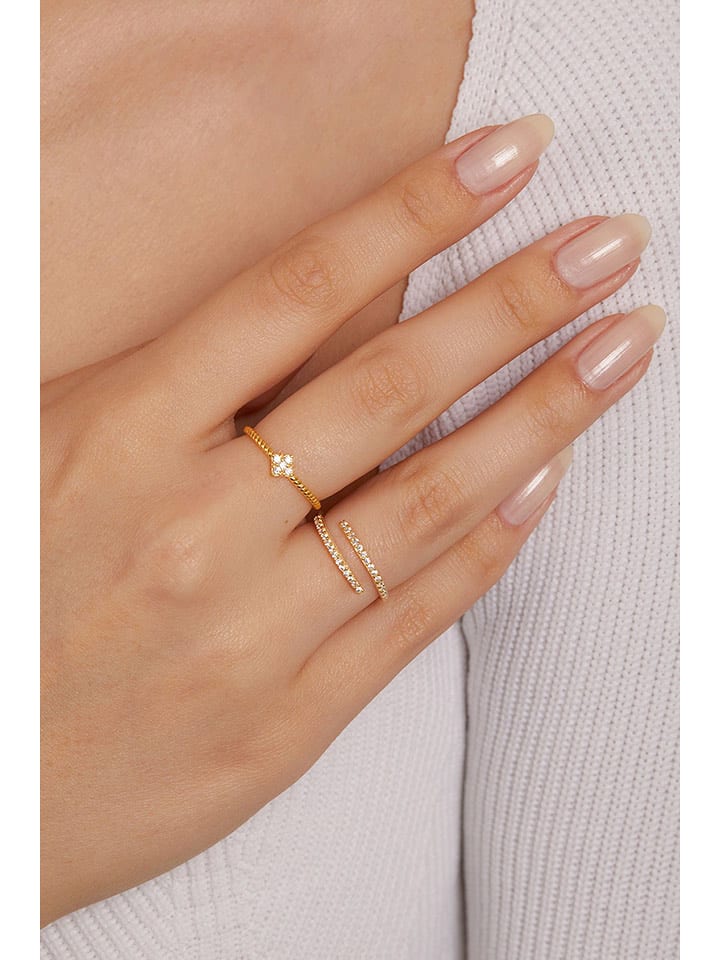 Heliophilia Pozłacane pierścionki (2 szt.) z cyrkoniami rozmiar: onesize