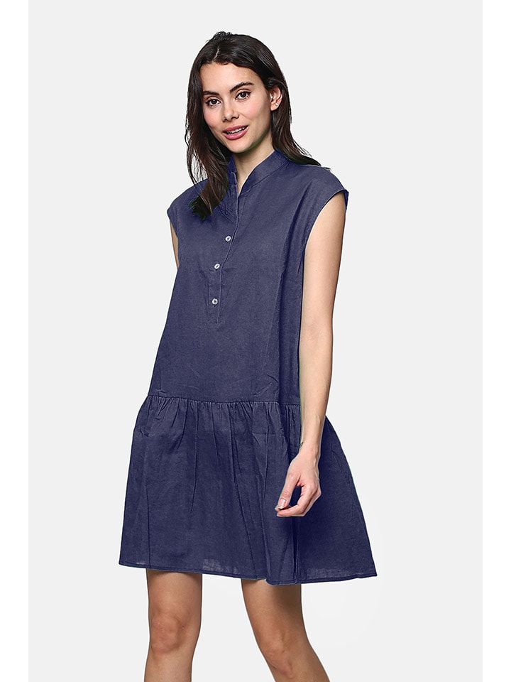 Le Jardin du Lin Lniana sukienka w kolorze granatowym rozmiar: 40