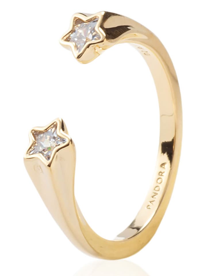 Pandora Pozłacany pierścionek z cyrkonią rozmiar: 54