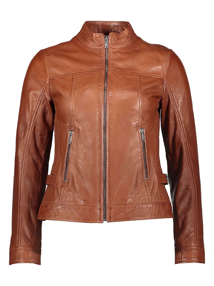 Bugatti Skórzana kurtka w kolorze jasnobrązowym rozmiar: 36