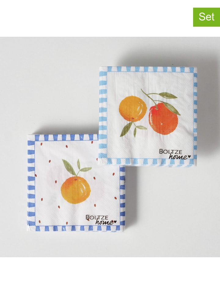 Boltze Serwetki (40 szt.) "Fruits" w kolorze żółto-pomarańczowo-niebieskim rozmiar: onesize