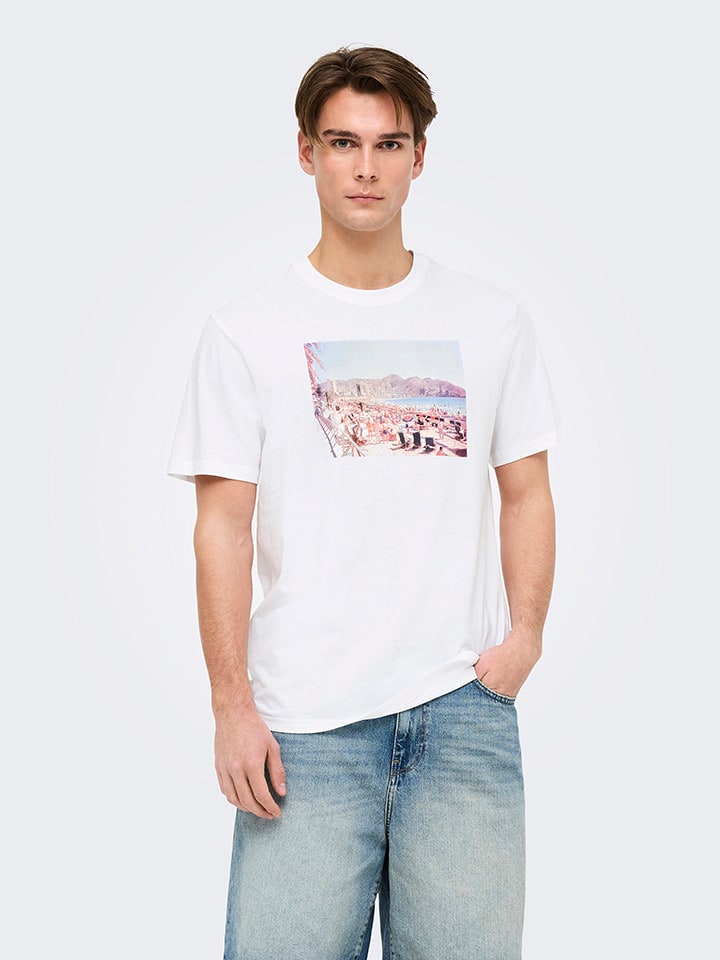 ONLY & SONS Koszulka "Max" w kolorze białym rozmiar: XXL