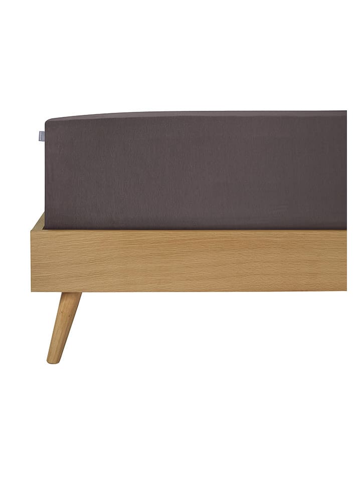 Schiesser Prześcieradło flanelowe "Finni" w kolorze ciemnoszarym na gumce rozmiar: 90x200 cm