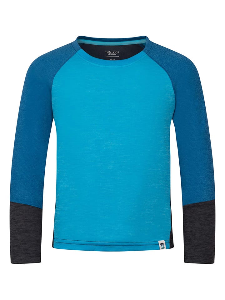 Trollkids Koszulka funkcyjna "Seiland" w kolorze niebiesko-czarnym rozmiar: 152
