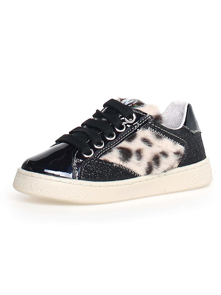 Naturino Skórzane sneakersy "Quar" w kolorze czarno-beżowym rozmiar: 33