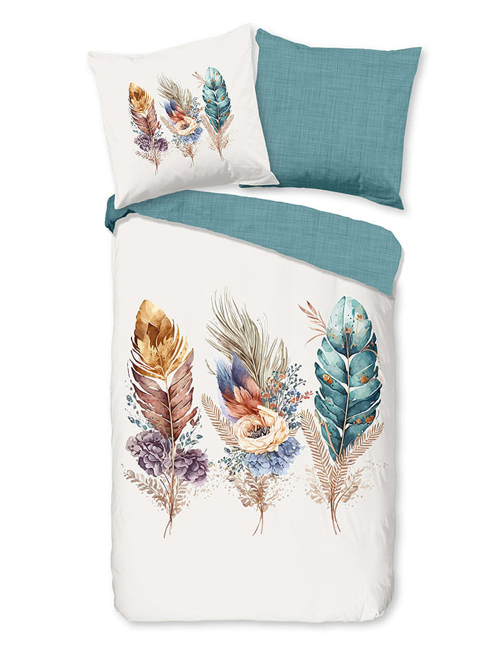 Good Morning Komplet pościeli "Via" w kolorze biało-miętowym rozmiar: 135x200 cm