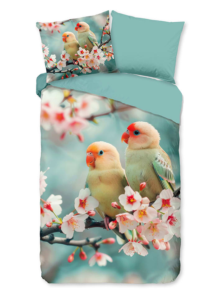 Good Morning Komplet pościeli renforcé "Chibi" w kolorze turkusowym rozmiar: 200x220 cm