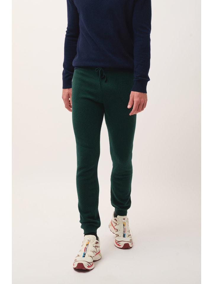 Just Cashmere Kaszmirowe spodnie "Gareth" w kolorze zielonym rozmiar: XL