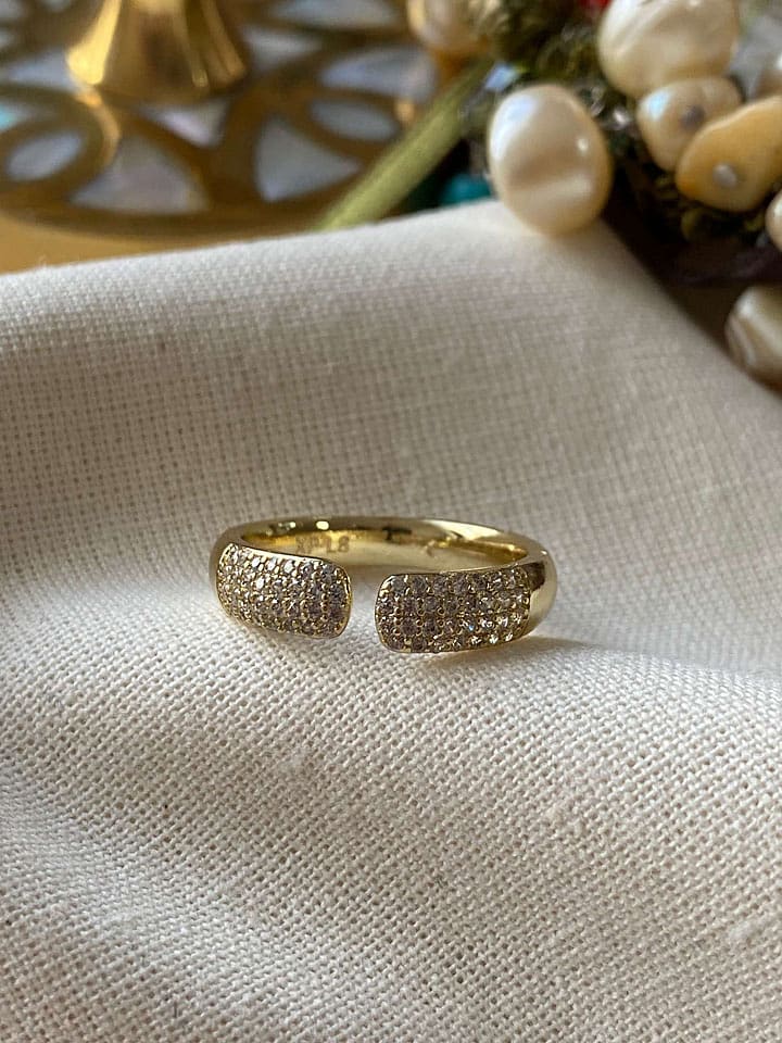 Luseera Pozłacany pierścionek z cyrkoniami rozmiar: onesize