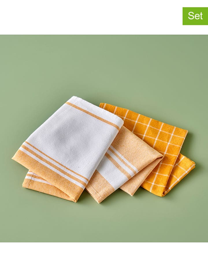 BELLA MAISON Ściereczki (3 szt.) "Juno" w kolorze biało-żółtym do naczyń - 65 x 45 cm rozmiar: onesize