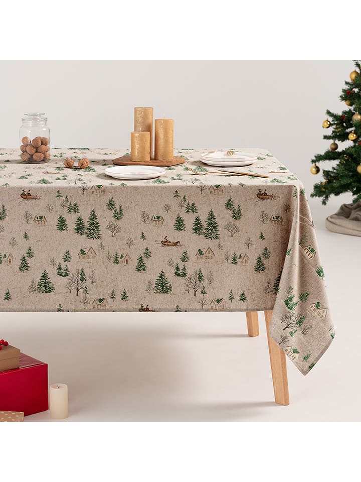 GAMUSI Obrus "Glint" w kolorze kremowo-zielonym rozmiar: 140x200 cm