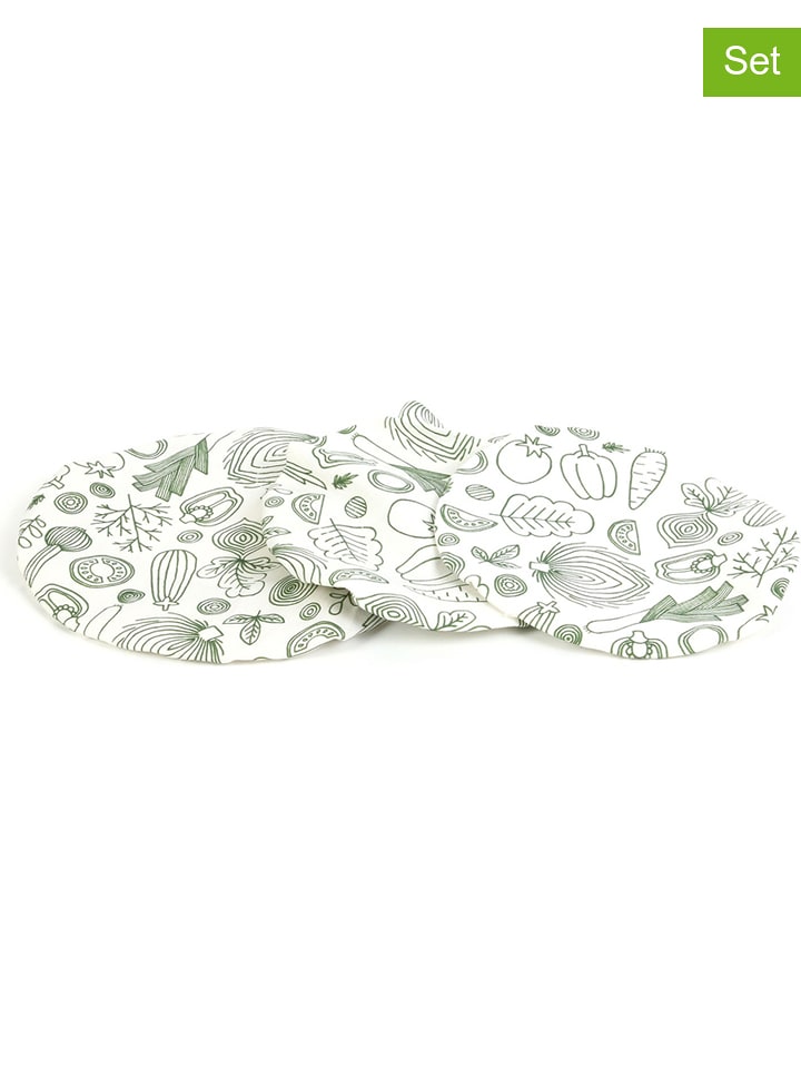 COOK CONCEPT Pokrywki wielokrotnego użytku (3 szt.) w kolorze biało-zielonym rozmiar: onesize