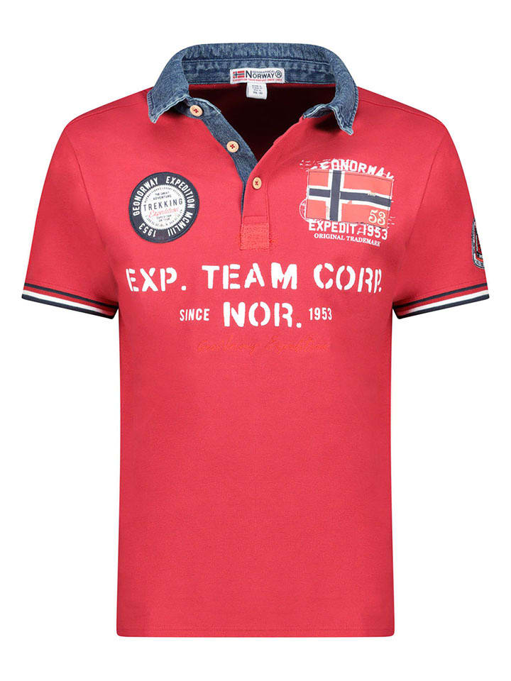 Geographical Norway Koszulka polo "Koptaine" w kolorze czerwonym rozmiar: S