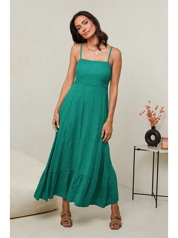 Le Monde du Lin Lniana sukienka w kolorze zielonym rozmiar: 40/42