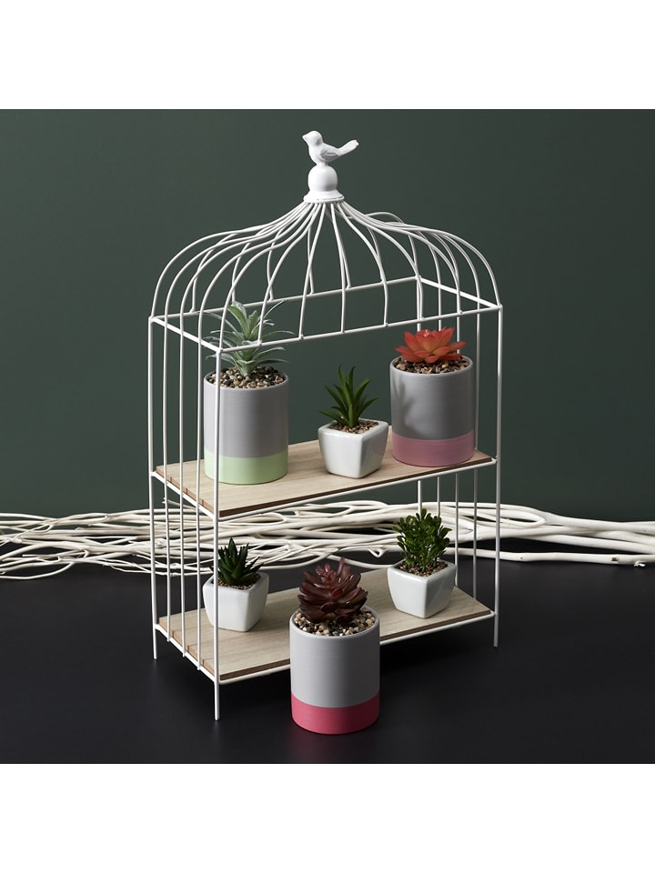 THE HOME DECO FACTORY Etażerka w kolorze biało-jasnobrązowym - 31 x 51 x 15 cm rozmiar: onesize