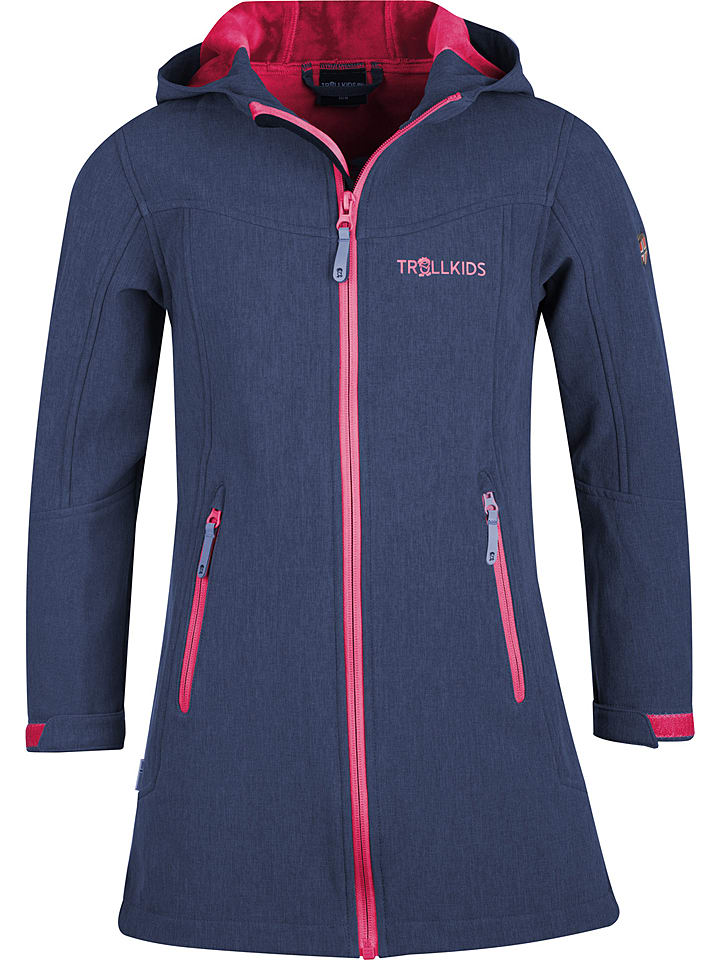 Trollkids Płaszcz softshellowy "Lillesand" w kolorze granatowo-różowym rozmiar: 110