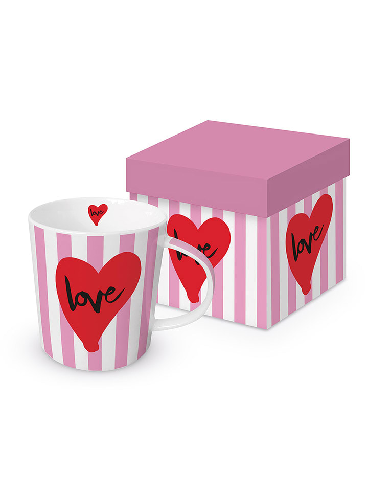 ppd Kubek jumbo "Formart Love" w kolorze biało-jasnoróżowo-czerwonym - 400 ml rozmiar: onesize