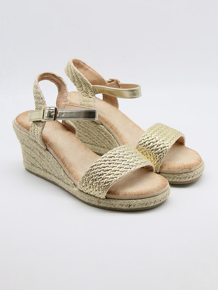 Bellucci Sandały w kolorze beżowym na koturnie rozmiar: 38