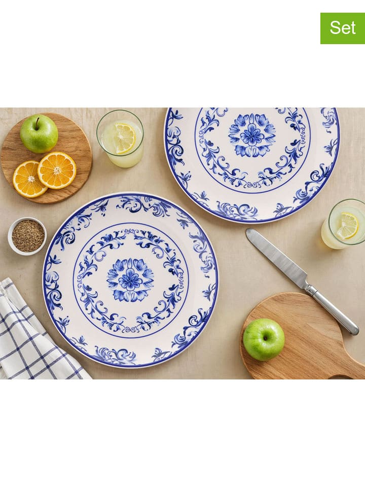 Violeta Home Talerze (6 szt.) w kolorze biało-niebieskim do serwowania - Ø 25,5 cm rozmiar: onesize