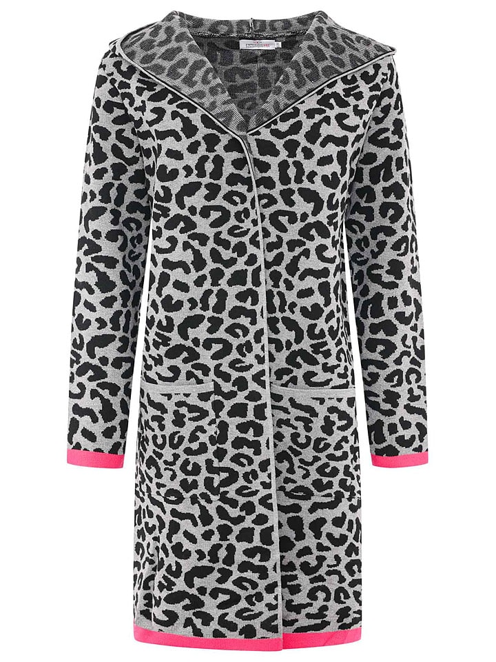 Zwillingsherz Kardigan "Leo" w kolorze różowo-czarno-szarym rozmiar: L/XL
