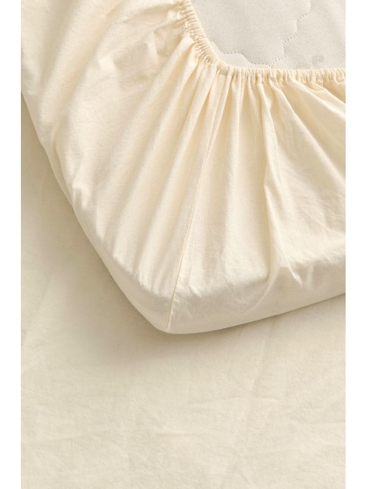 Ellos Home Prześcieradło "Milly" w kolorze kremowym na gumce rozmiar: 140x200 cm