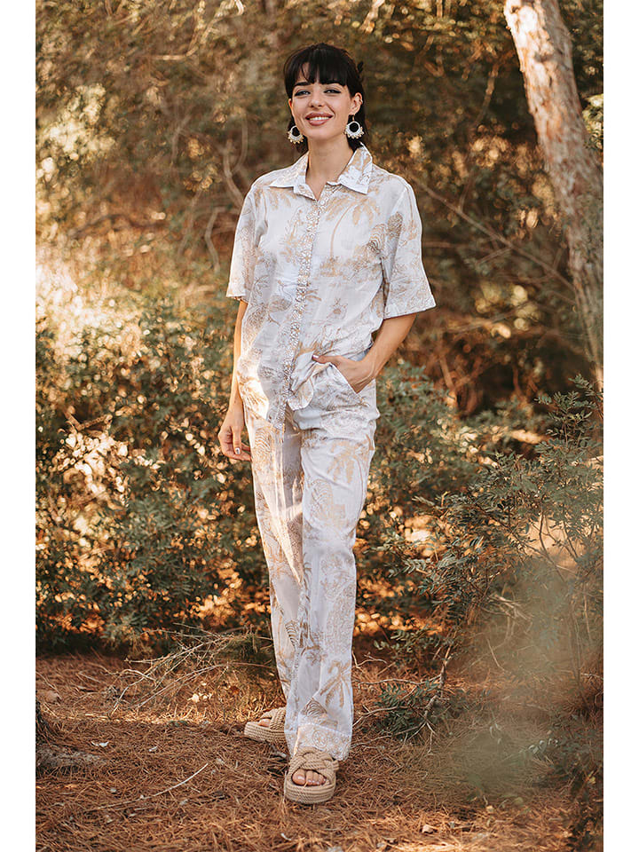 Isla Bonita by SIGRIS Spodnie w kolorze beżowo-kremowym rozmiar: XL