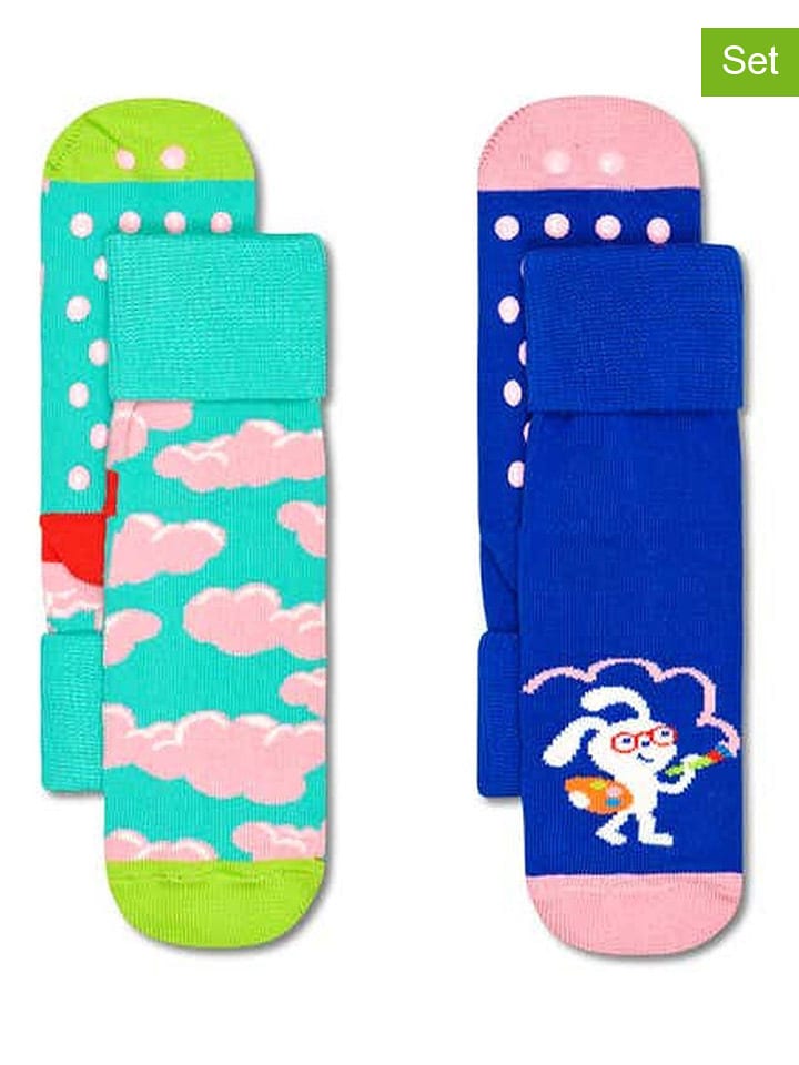 Happy Socks Skarpety (2 pary) w kolorze turkusowym i niebieskim rozmiar: 24-26