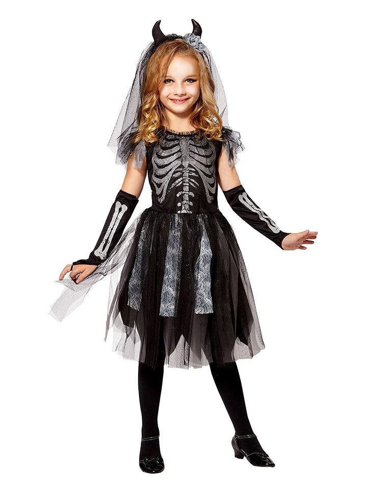 Carnival Party 3-częściowy kostium "Skeledev Bride" w kolorze srebrno-czarnym rozmiar: 116