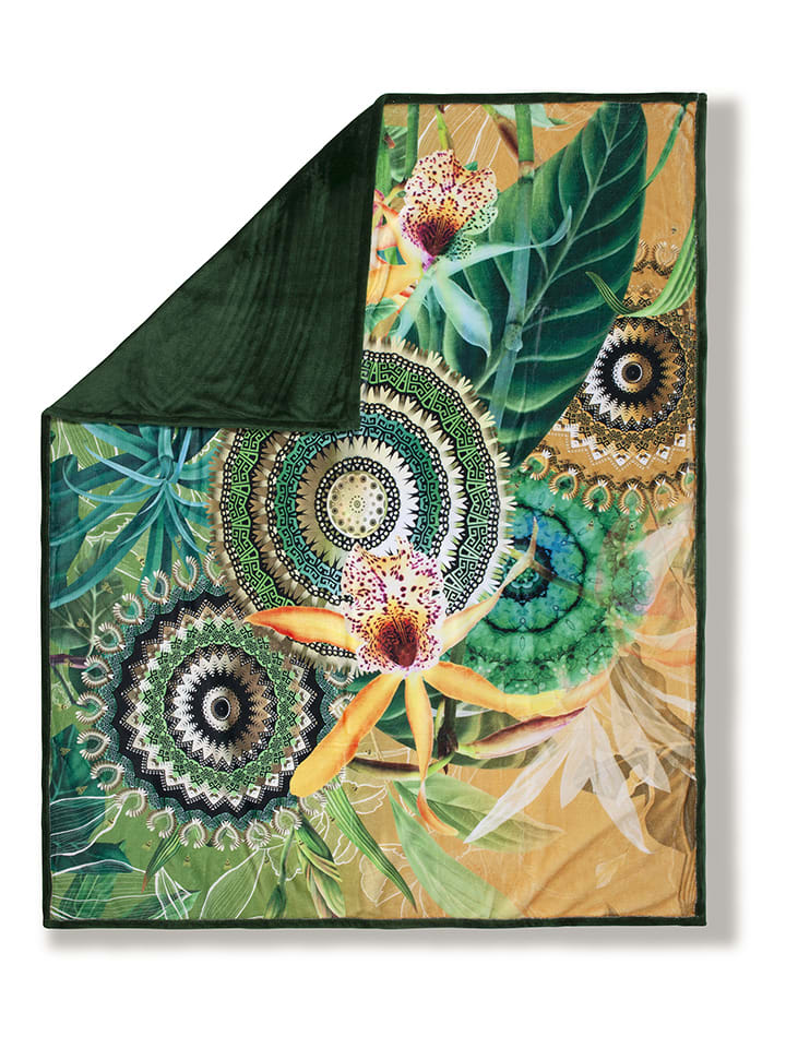 Hip Pled "Yissa" w kolorze zielonym ze wzorem rozmiar: 130x160 cm