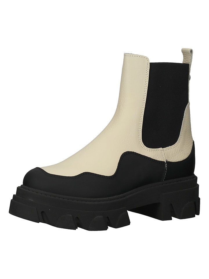 Steve Madden Skórzane sztyblety w kolorze beżowo-czarnym rozmiar: 39