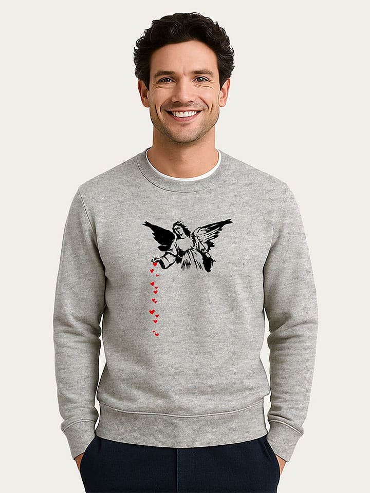 WOOOP Bluza "Banksy Angel Hearts" w kolorze szarym rozmiar: M