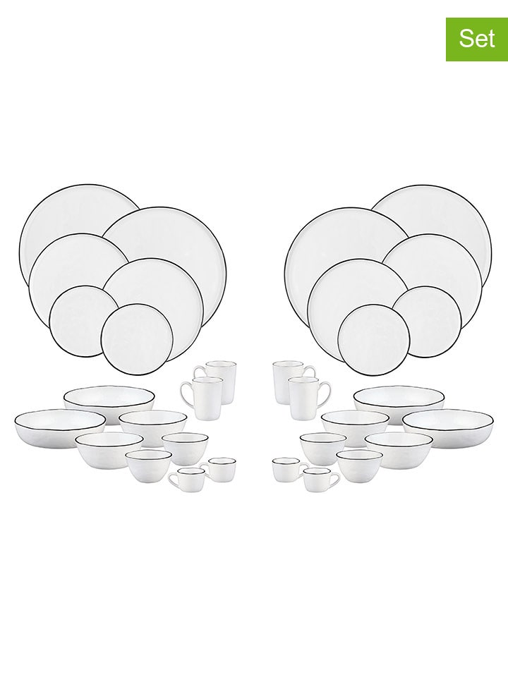 Björn 32-częściowy zestaw talerzy "Pure" w kolorze biało-czarnym rozmiar: onesize