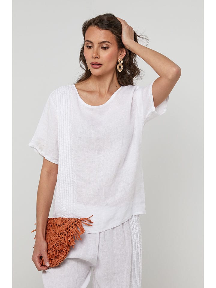 Lin Passion Lniana bluzka w kolorze białym rozmiar: 38/40