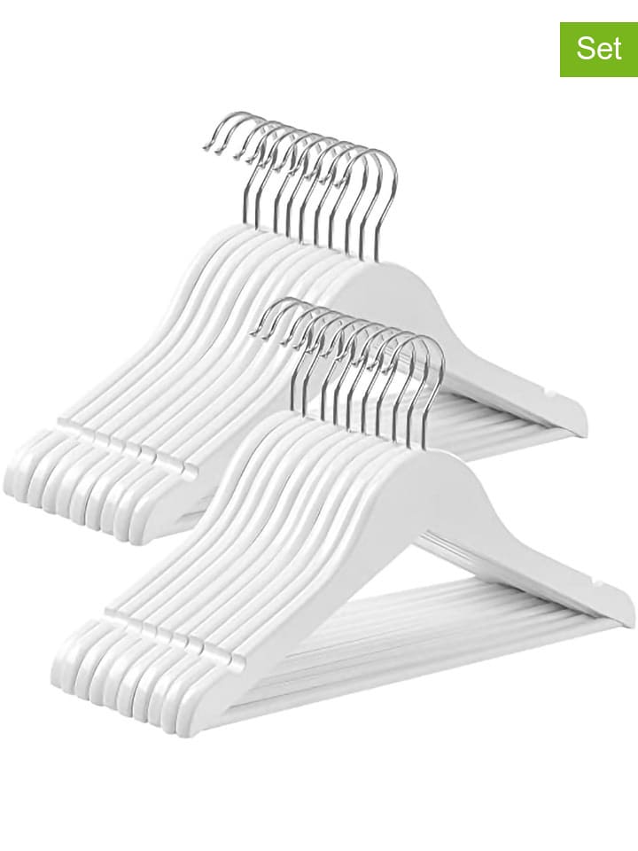 Songmics Wieszaki (20 szt.) w kolorze srebrno-białym na ubrania - 35 x 20 cm rozmiar: onesize