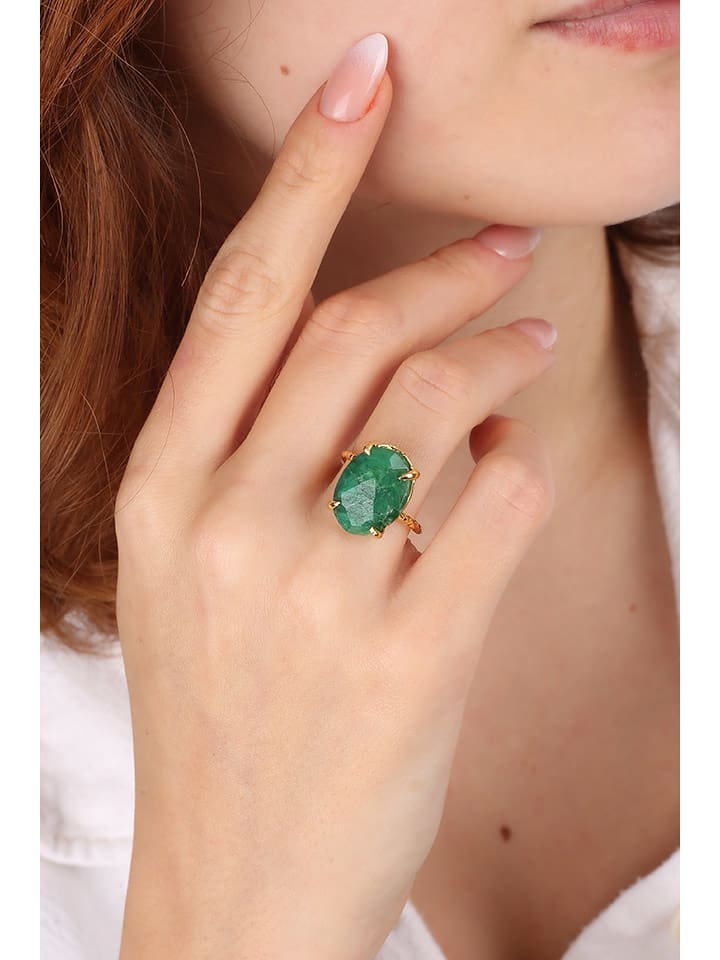 Pierres delicates Pozłacany pierścionek z agatem rozmiar: onesize