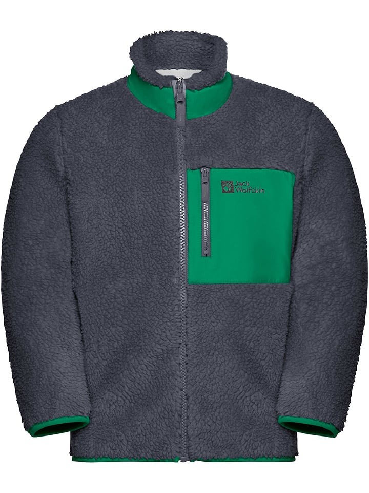 Jack Wolfskin Kurtka polarowa "Ice Curl" w kolorze antracytowo-zielonym rozmiar: 176